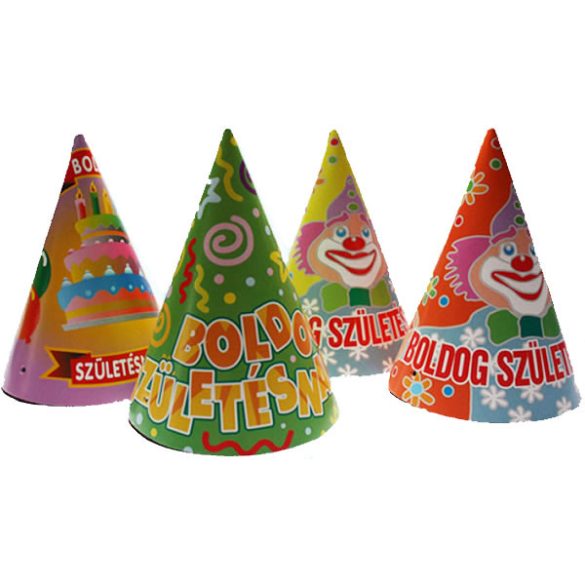 Csúcsos kalap Születésnapos 6 db/csomag