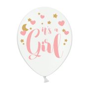   Babaváró lufi It's a girl felirattal 30 cm, 5 db/csomag