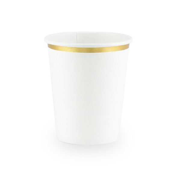 Papír pohár fehér arany szegéllyel 2,6 dl,  6 db/csomag