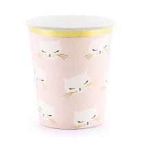   Papír pohár cicás mintás rózsaszín pohár 2,2 dl,  6 db/csomag