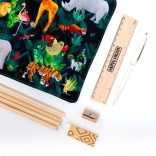 Írószer Szett RPET Vászonban, 8 db-os - Állatvilág