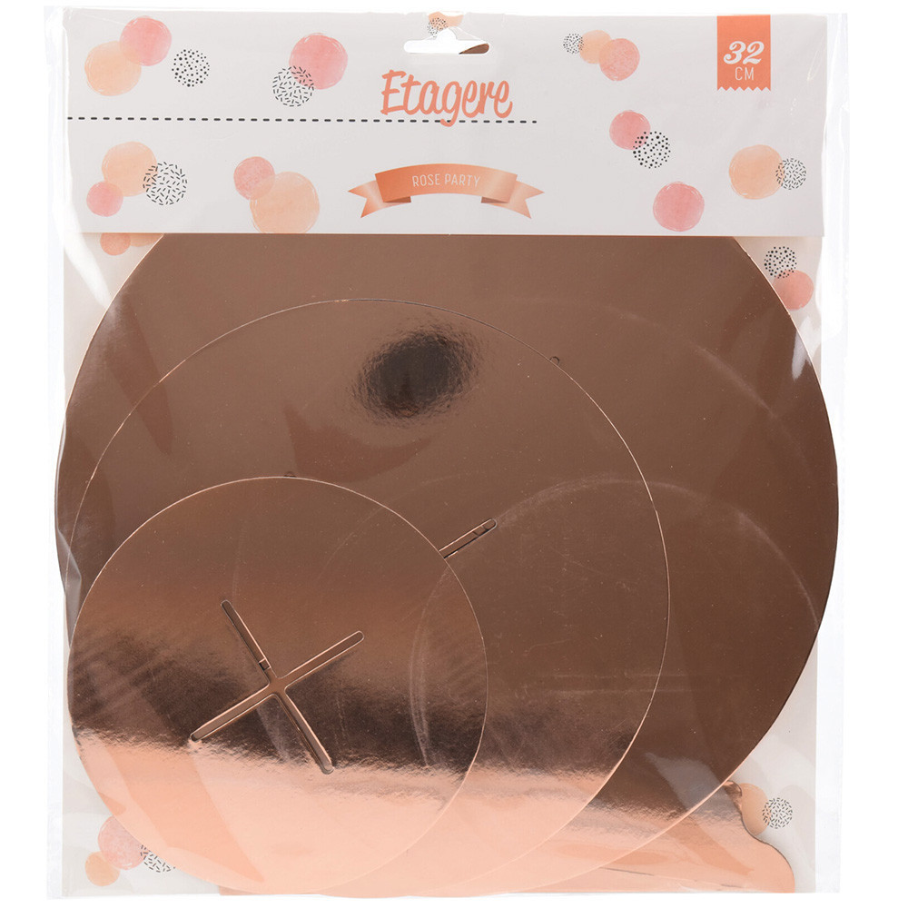 Étel kínáló három részes papír rosegold 32 cm Étel kínáló három részes papír rosegold 32 cm