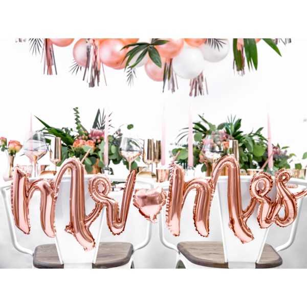 Mr. & Mrs. rose gold színű fólia lufi