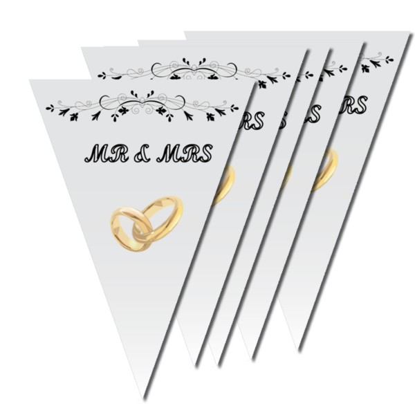 Mr. & Mrs. zászlós füzér fehér 2,5 m