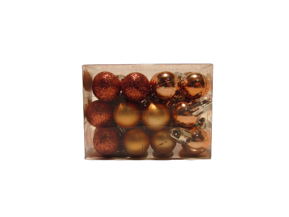 Karácsonyfadísz mini gömb bronz-bézs 2 cm, 24db/csomag
