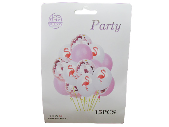 Flamingós party lufi szett 25 cm, 15 db/csomag