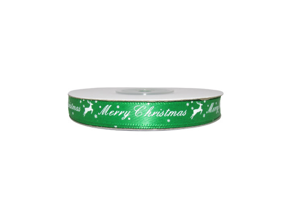 Karácsonyi szalag Merry Christmas zöld 10 mm X 23 m