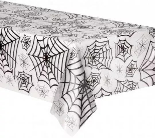 Asztalterítő Halloween pókhálós átlátszó műanyag 274x139 cm