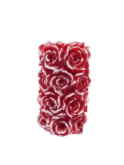 Gyertya rózsa henger piros színű 6,5 cm X 11 cm