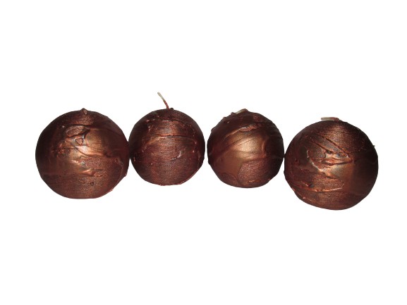 Gyertya rusztikus gömb kapart, fröcskölt hatású bronz metál 4 db, 6 cm